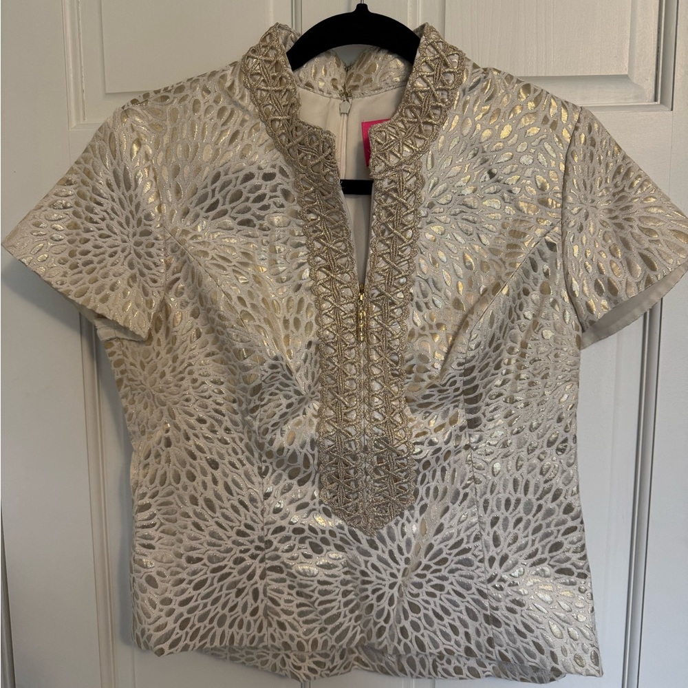 Lilly Pulitzer Metallic Gold Top